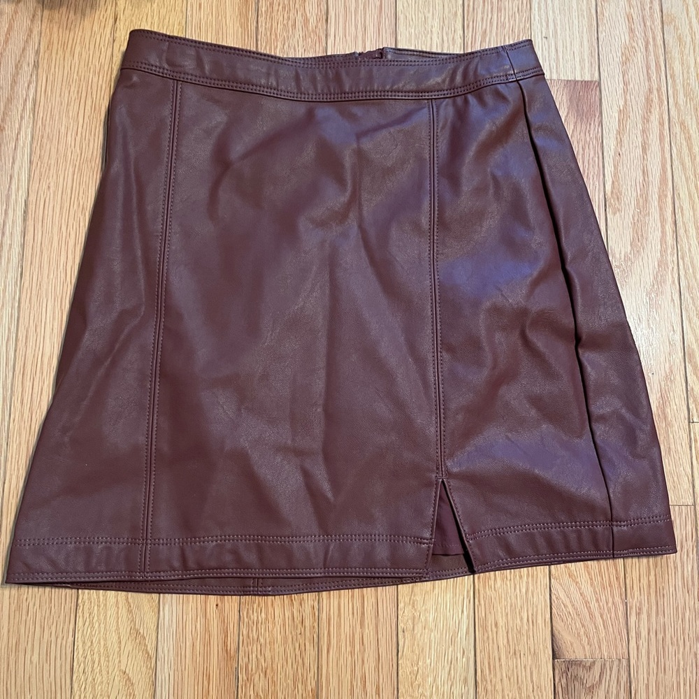 Abercrombie & Fitch Brown Vegan Leather Mini Skirt